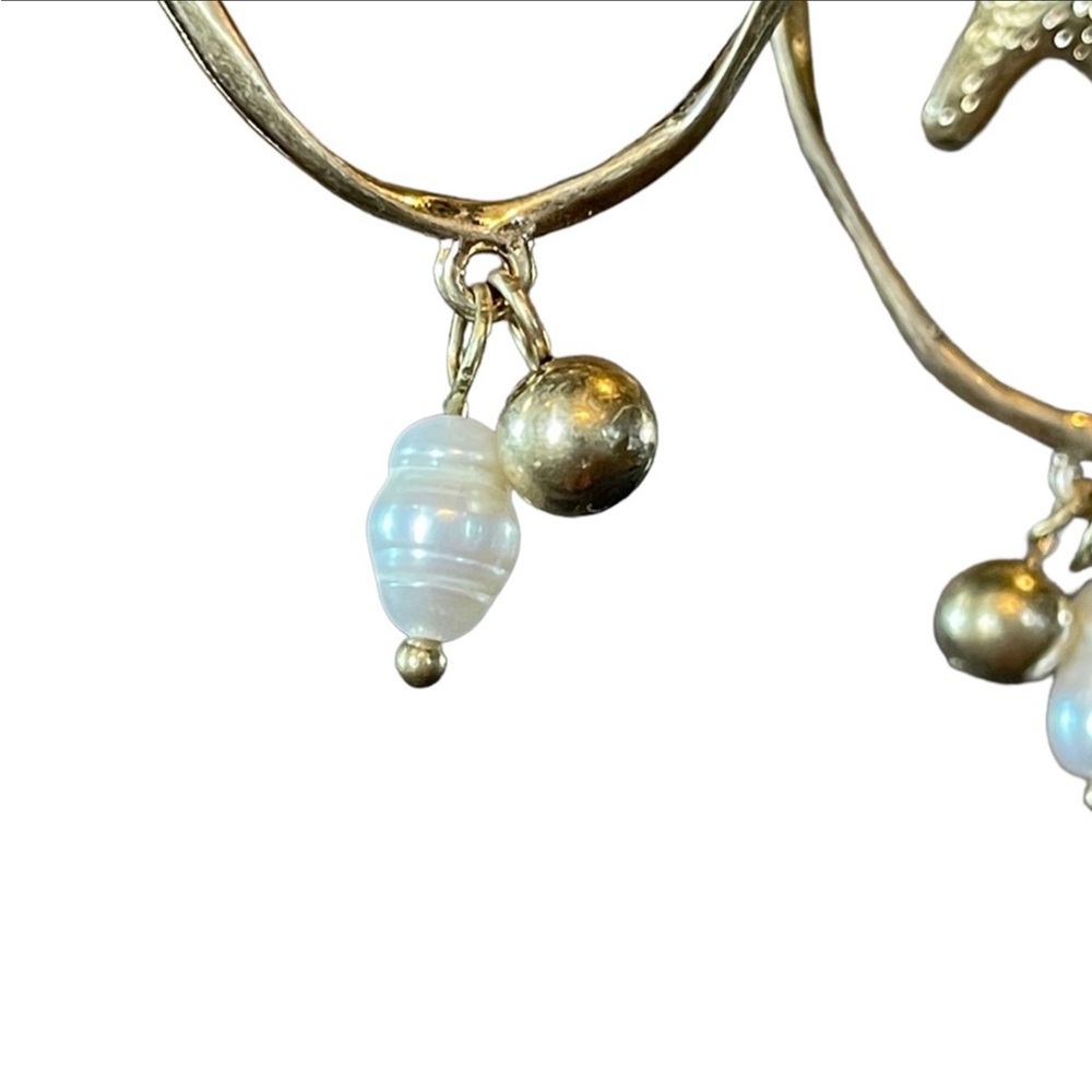 Oval Pearl Starfish Earrings - Picture 11 of 15